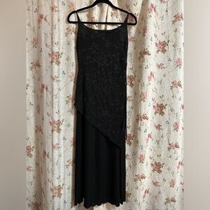 vintage y2k black shimmer glitter asymmetrical evening gown size small